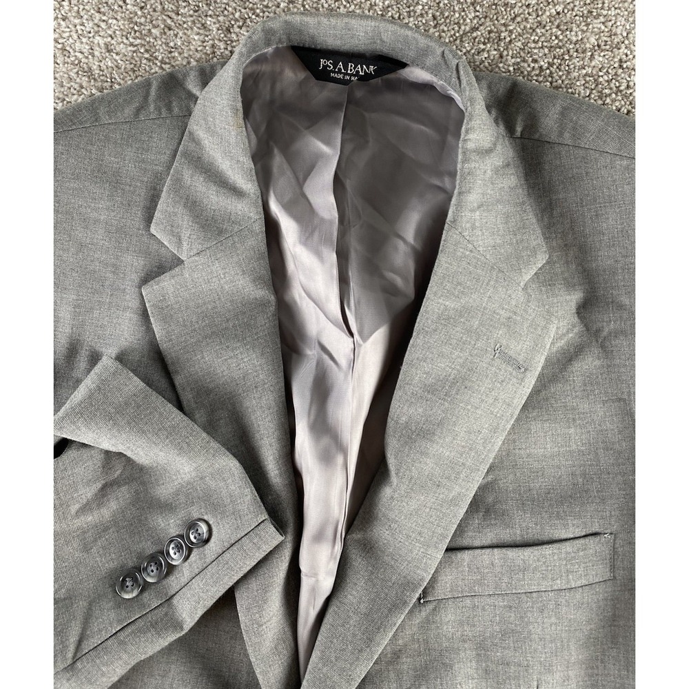 JOS A Bank Classic Tailored Blazer Preppy Gray Mens 42L Viscose/Wool/Poly Sport